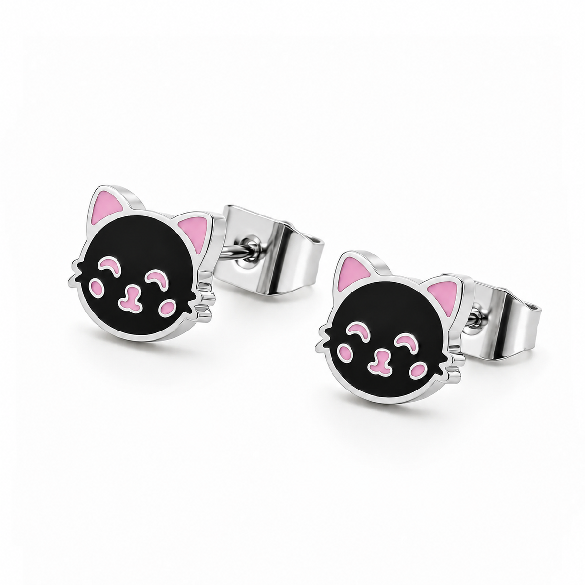 Midnight Kitty Stud Earrings