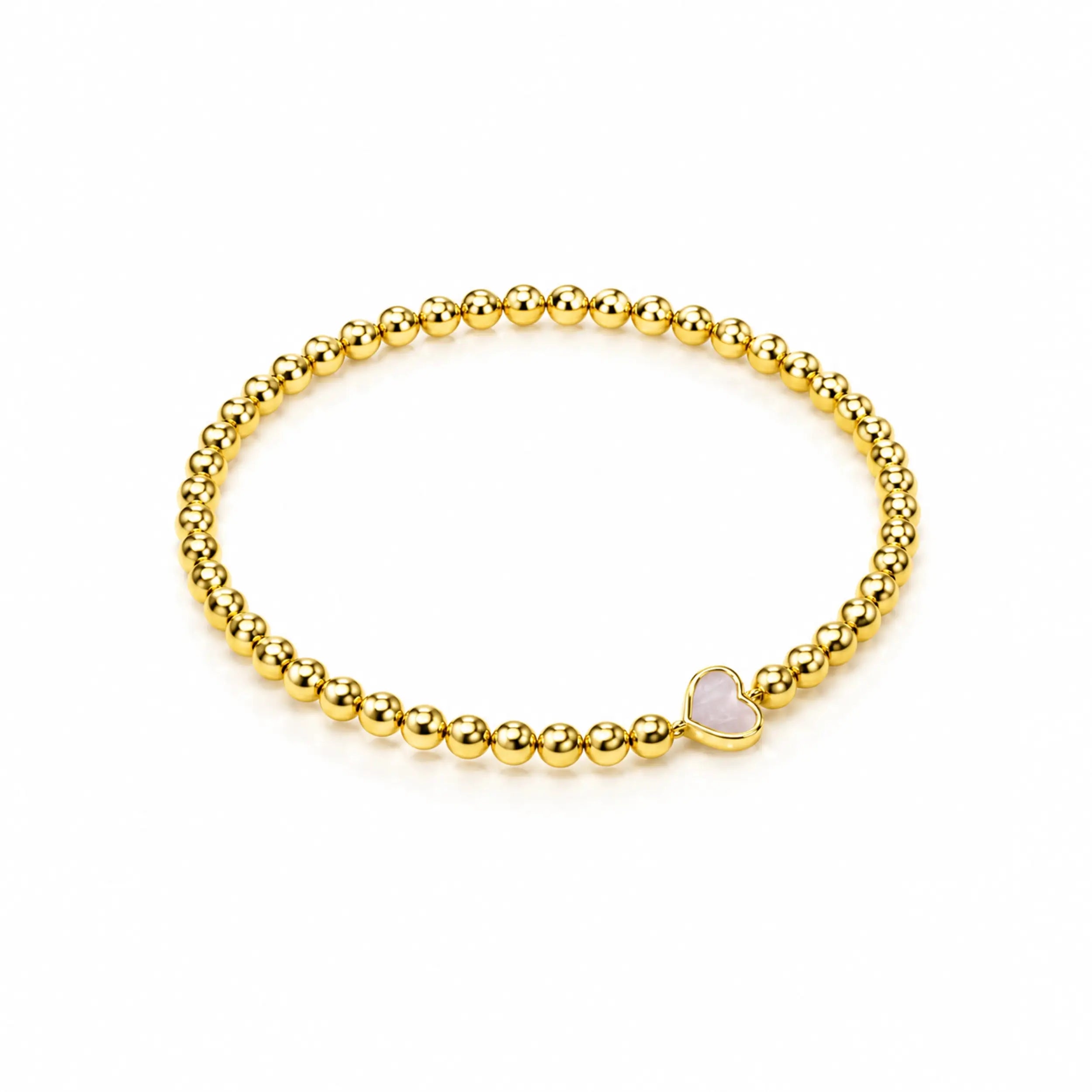 Mother of Pearl Heart Pendant Bracelet