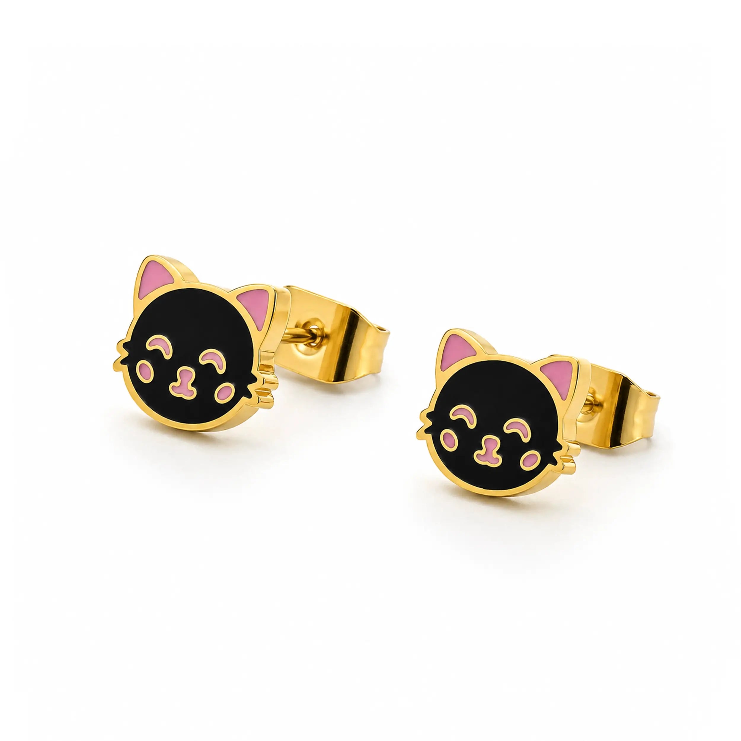 Midnight Kitty Stud Earrings