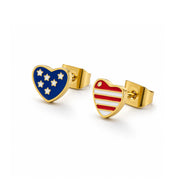 Patriotic Heart Stud Earrings