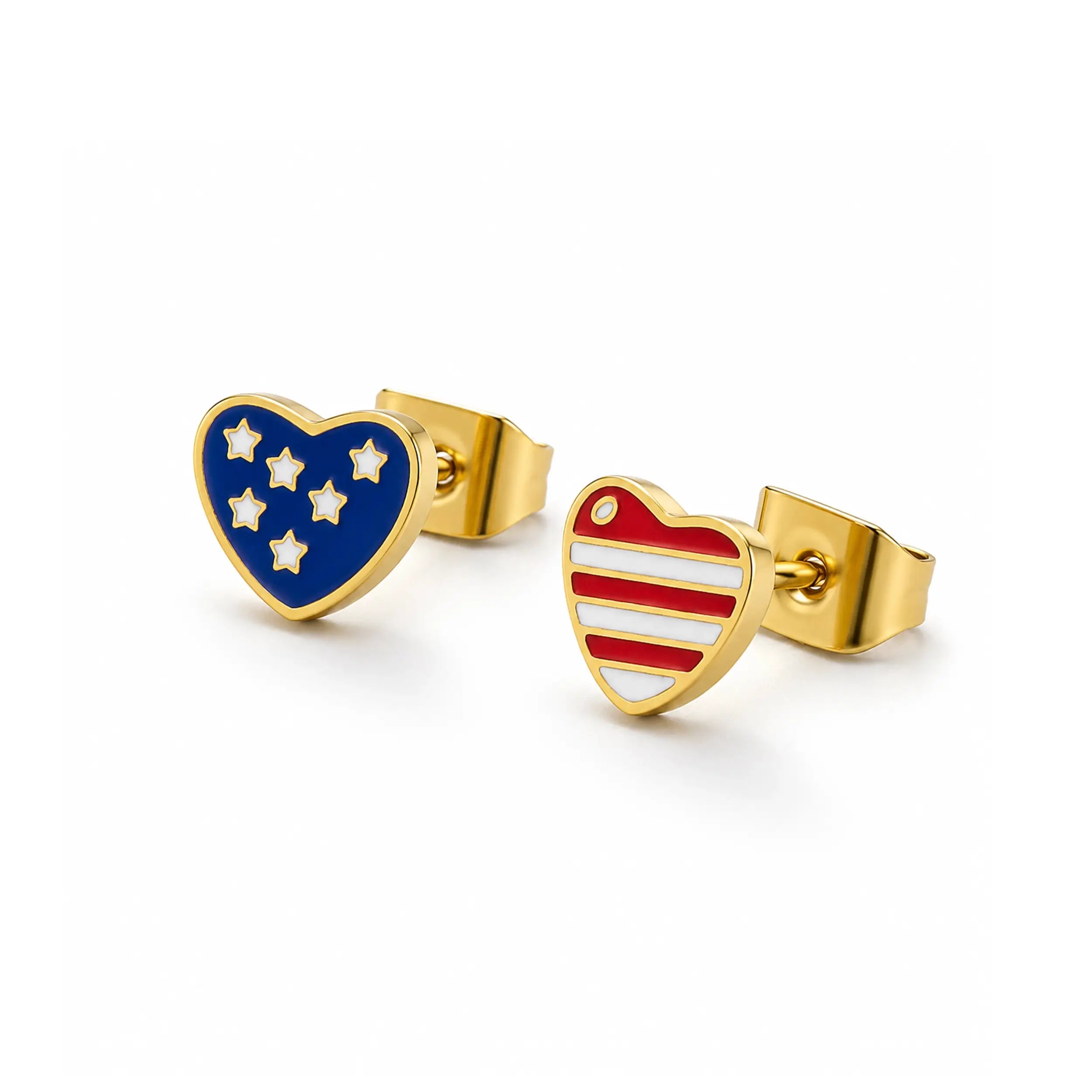 Patriotic Heart Stud Earrings