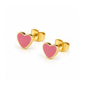 Colorful Heart Stud Earrings - Pink