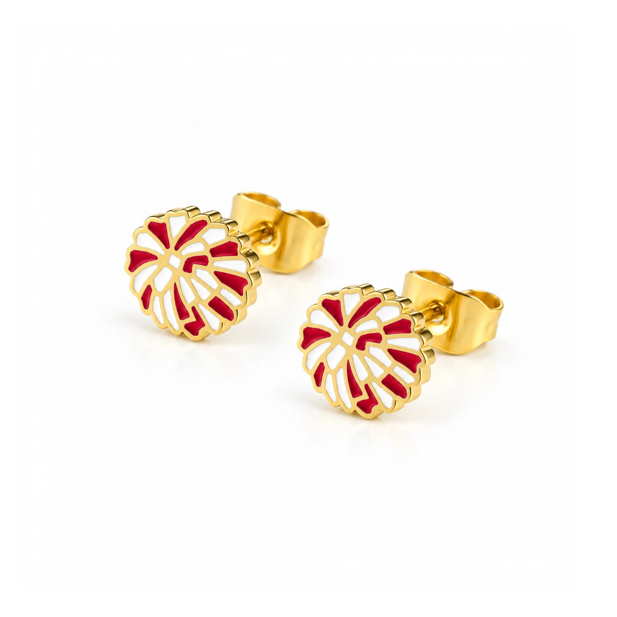 Pom Pom Spirit Stud Earrings - Red