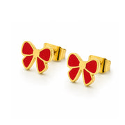 Pretty Red Bow Stud Earrings
