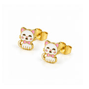 White Cat Stud Earrings
