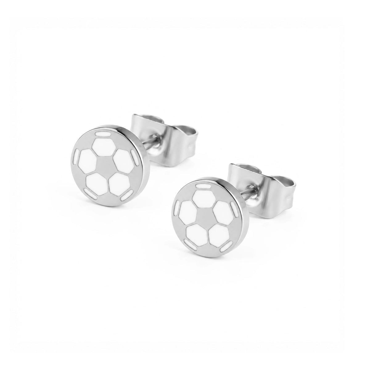 Soccer Days Stud Earrings - White